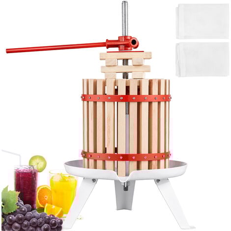 VEVOR Prensa de Vino de Fruta 6 L Cesta de Madera Maciza con 6 Bloques Exprimidor Manual Prensa para Hacer Zumo, Sidra, Manzana, Uva, Verduras, Miel, Aceite de Oliva con Barra de Mango para Cocina