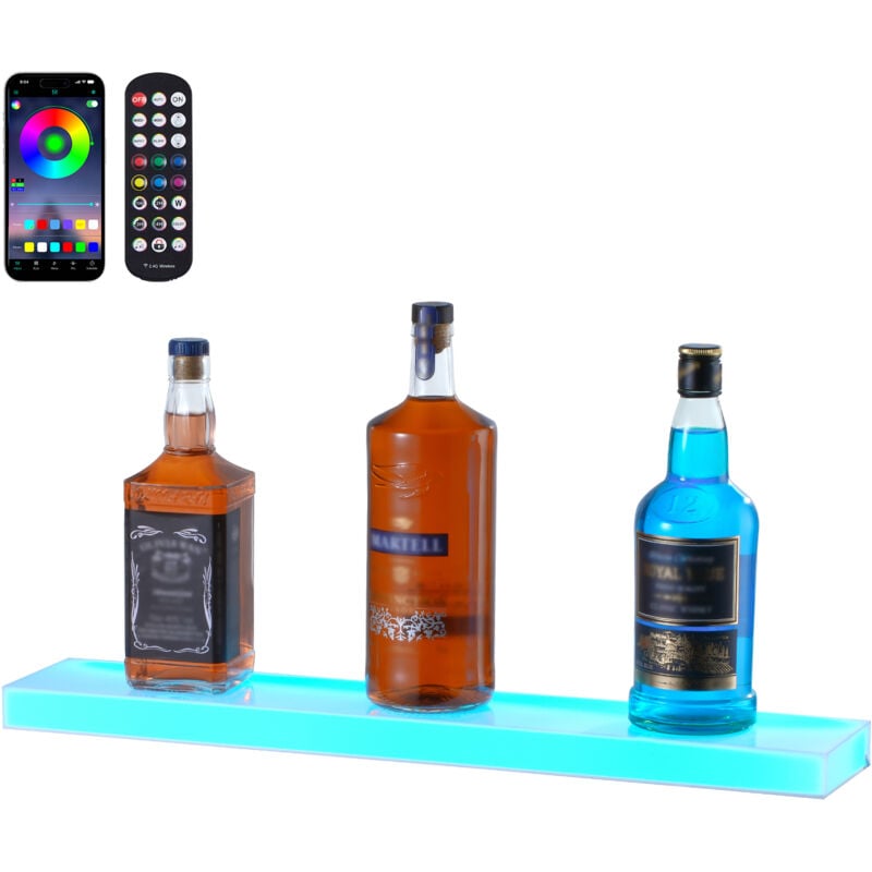 Vevor - Presentoir a Bouteilles Lumineux Eclaire par led, Etagere a Vins 1 Marche 60 cm, Presentoir a Boisson Commercial, en Acrylique, avec