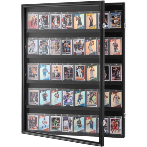 MOPHORN VEVOR Presentoir pour 35 cartes de sport,617x775x55mm, vitrine deaffichage pour cartes de football, protection UV 98 % en verre PC transparent verrouillable pour cartes a collectionner, basket-ball