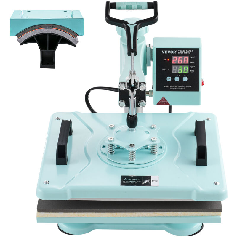 Vevor - Presse a Chaud 2-en-1, Plaque Chauffante 30x38 cm, Machine de Sublimation Textile avec Presse a Casquette, Pivotant a 360°, Controle