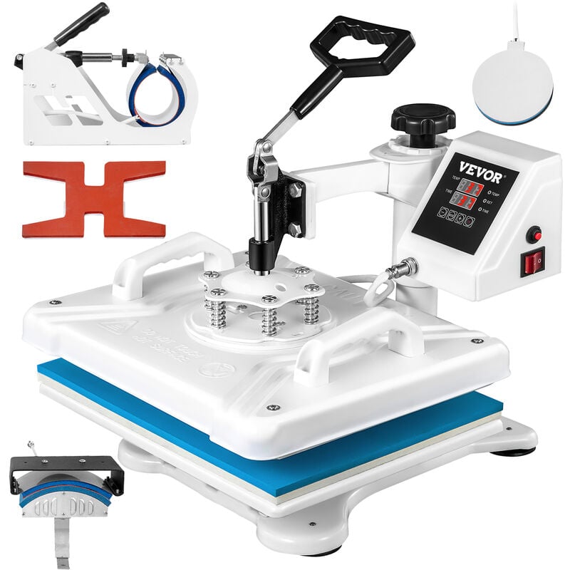 Vevor Presse a Chaud 5 en 1 Presse de la Chaleur 30x38 cm Transfert Blanche Machine de Sublimation Numerique Presse Textile Chauffage a Double Tube