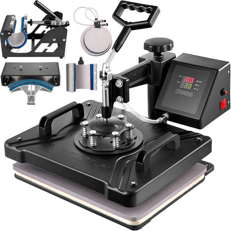 MOPHORN VEVOR Presse a Chaud 6 en 1 Presse a Chaud 38x 30cm Machine de Sublimation Presse a Chaud Numerique Pivotant a 360 Degres pour t-Shirts/Tasse/Chapeau/Assiette/Casquette