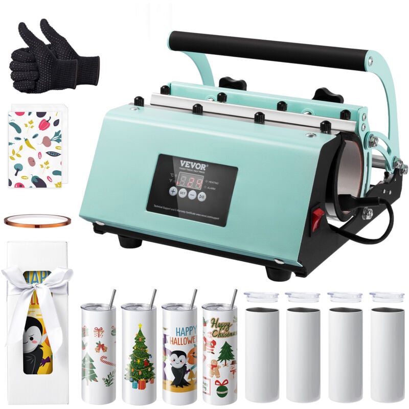 VEVOR Presse a Chaud pour Tasses, Presse pour lImpression de Tasse avec 8 Gobelets Sublimables Vierges 59 cL, Machine de Sublimation Capacite 32,5-89