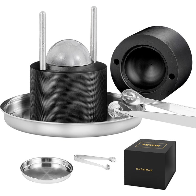 Vevor Presse a Glacons Spheres de 61 mm Moule a Glacon Rond en Alu Bac a Glacons Ronds avec Pince Fabrication Rapide de Glacons Boules pour Boissons
