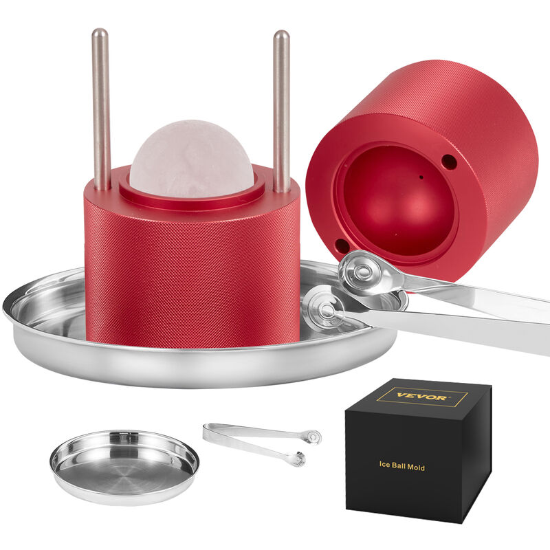 Vevor Presse a Glacons Spheres de 61 mm Moule a Glacon Rond en Alu Bac a Glacons Ronds avec Pince Fabrication Rapide de Glacons Boules pour Boissons