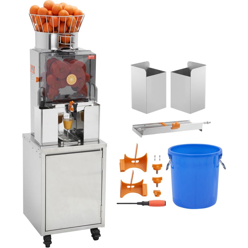 VEVOR Presse-Agrumes Electrique 120 W Extracteur de Jus Commercial Automatique avec Filtre Extractible Seau de Collecte deEpluchure et Robinet pour