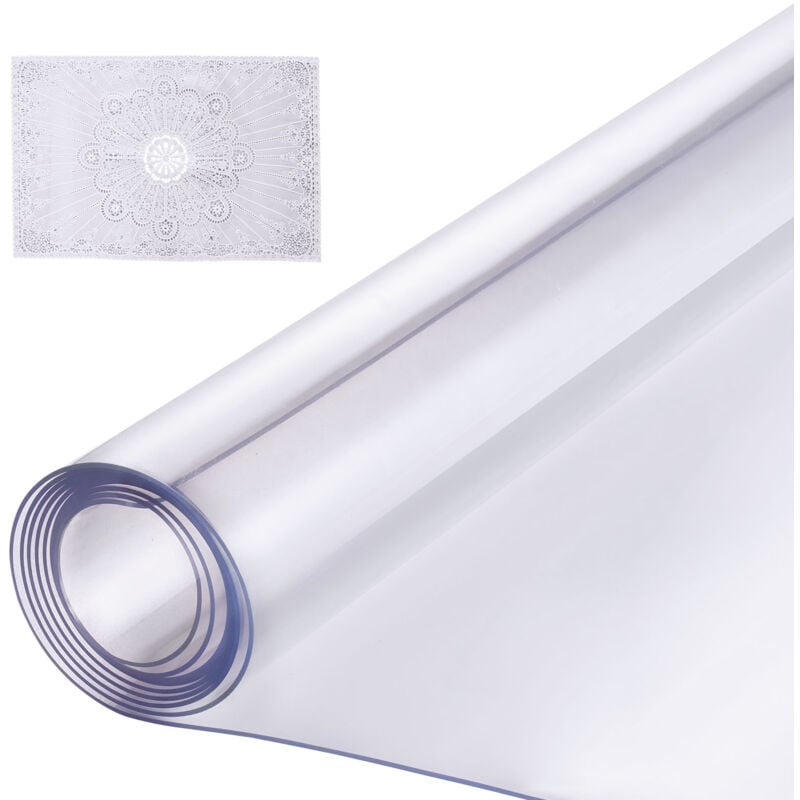 Vevor - Protection de bureau en pvc transparent, 42 x 96 pouces, epaisseur de 1,5 mm, housse de table rectangulaire, resistante a leau et facile a