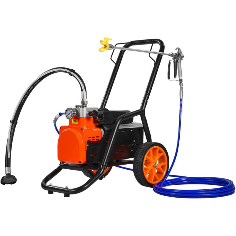 Vevor - Pulverisateur sans Air Haute Pression a Membrane, Pistolet de Peinture sur Roulettes 1700 w, 3000 psi, 3,5 L/min, avec Barre deExtension,