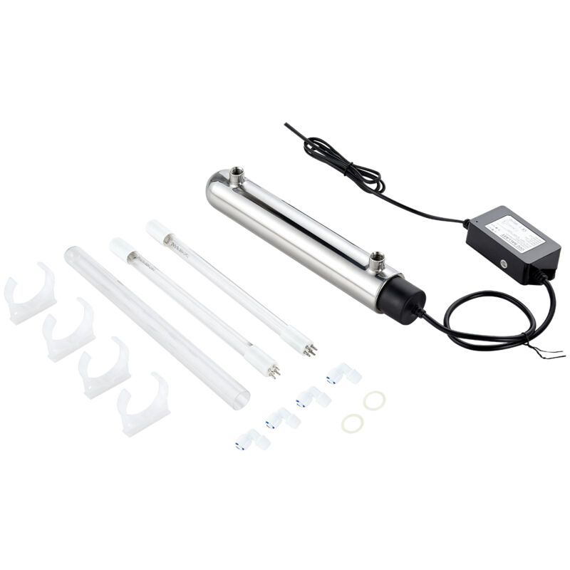 VEVOR Purificateur deEau UV 12 W 3,785 L/min, Filtre a Eau Ultraviolet avec Boitier en Acier Inoxydable, Filtration pour Toute la Maison avec Manchon