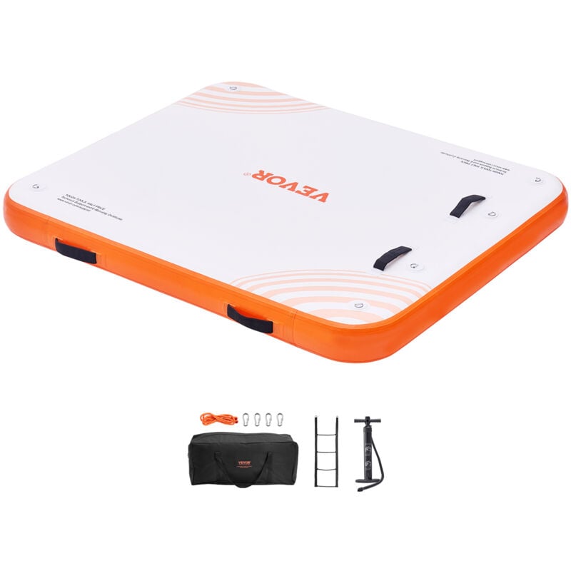 Vevor Quai flottant gonflable, 1,82 x 1,52 m, plate-forme de quai gonflable tapis de quai flottant antiderapant avec sac de transport portable