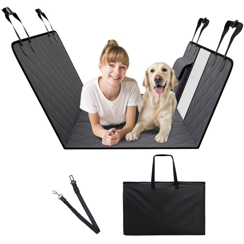 Rallonge de siege arriere pour chiens, hamac pour chien pour siege arriere de voiture, housse de siege de voiture a fond rigide impermeable pour