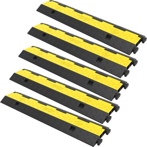 VEVOR Rampa Modulare per Condotto 2 Canale, Protezione Cavo in Gomma e PVC Carico 4.989 kg, Rampa di Protezione per Cavi in Nero Giallo da 5 Pezzi Uso in Parcheggi, Magazzini, Palchi, Scuole, Hotel