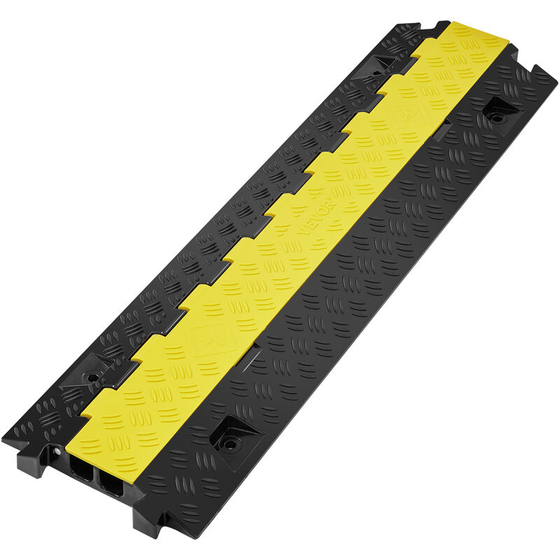 Rampe de Protection Cable a 2 Canaux 3,05x2,79 cm Passage de Cable au Sol tpu Capacite Charge 10 000 kg/Axe Passe Cable Ralentisseur Modulaire