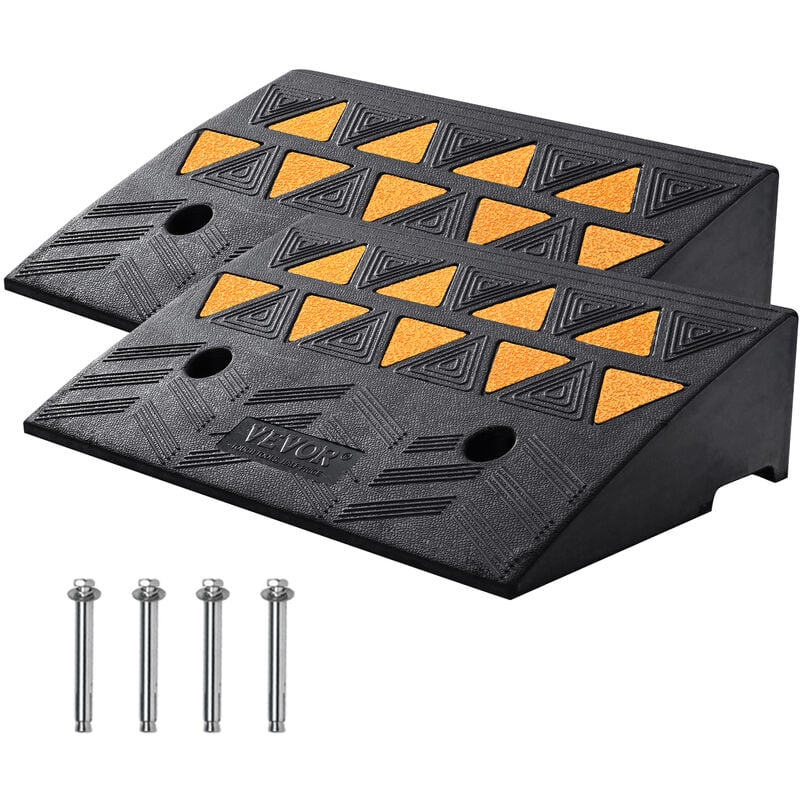 Vevor Rampe de Seuil Hauteur 12,7 cm 2PCS Rampes Trottoir Caoutchouc Capacite Charge 15 tonnes Rampe Acces Fauteuil Roulant avec Structure Grillagee
