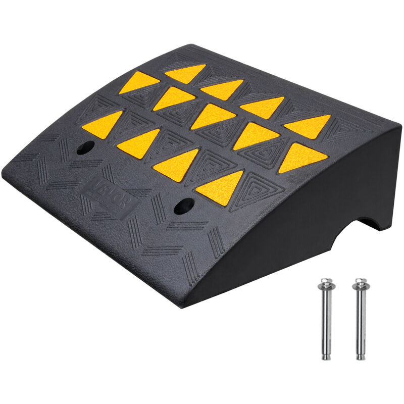 VEVOR Rampe de Seuil Hauteur 15,2 cm Rampe Trottoir Caoutchouc Capacite Charge 15 tonnes Rampe Acces Fauteuil Roulant avec Structure Grillagee Stable
