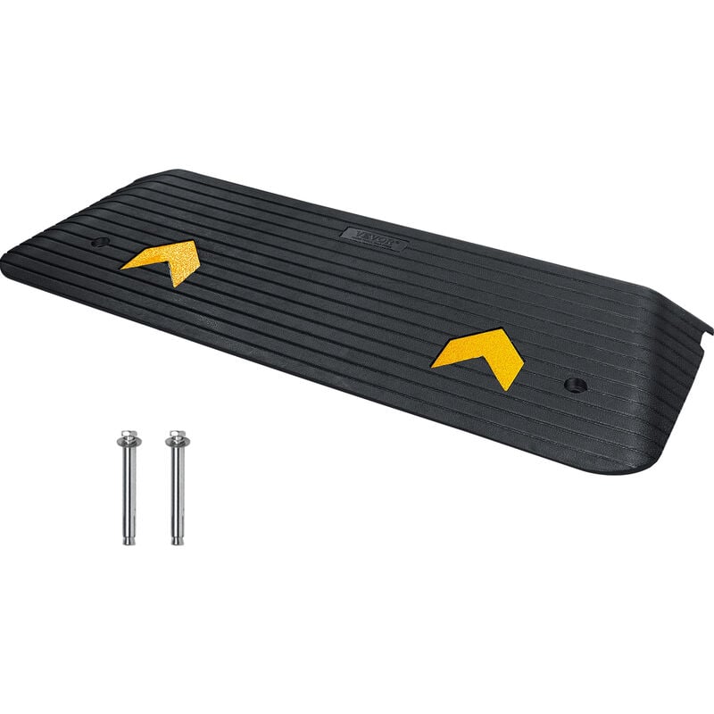 Vevor Rampe de Seuil Hauteur 3,8 cm Rampe Trottoir en Caoutchouc avec 1 Canal Capacite Charge 15 tonnes Surface Texturee Antiderapante pour Fauteuil