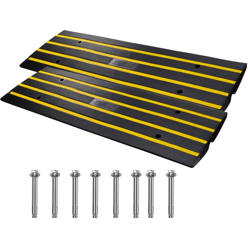 Vevor - Rampe de Seuil Hauteur 6,5 cm 2PCS Rampes Trottoir Caoutchouc Capacite Charge 15 t Rampe Acces Fauteuil Roulant Antiderapante Extensible pour