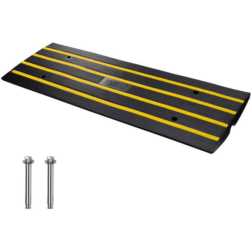 Vevor Rampe de Seuil Hauteur 6,5 cm Rampe Trottoir Caoutchouc Capacite Charge 15 tonnes Rampe Acces Fauteuil Roulant Antiderapante Extensible pour