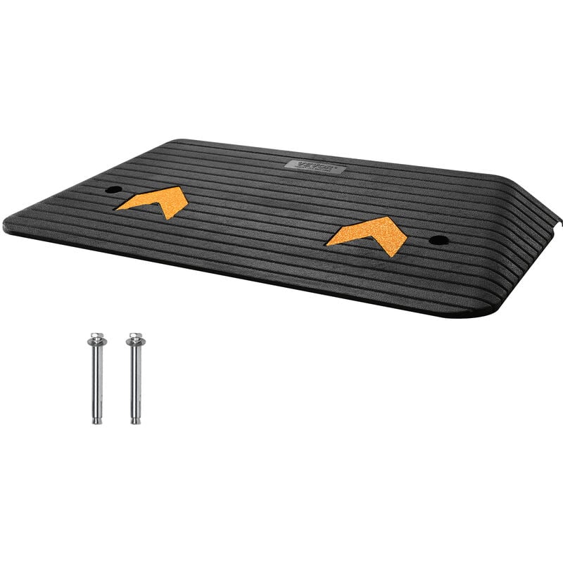 Vevor Rampe de Seuil Hauteur 7,6 cm Rampe Trottoir Caoutchouc avec 1 Canal Capacite Charge 15 tonnes Surface Texturee Antiderapante pour Fauteuil