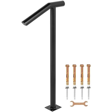 VEVOR Rampe deescalier 2 Etapes, Main Courante pour Escalier Exterieur, Hauteur 96 cm, Barre deescalier en Fer Garde-corps pour Escalier Antirouille Porche Jardin Garage Âges Enceintes, Noir Mate