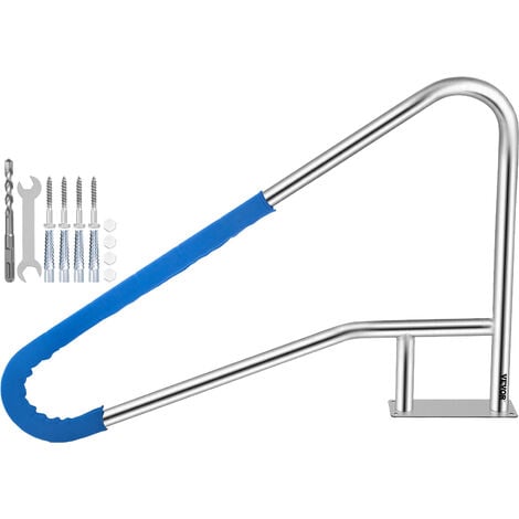 VEVOR Rampe Piscine Inox 137x91,4 cm Main Courante 113 kg Rail Barre deAppui de Piscines Tube 4,83 cm Epaisseur 2 mm avec Housse Poignee 1,2 m 4 Ancres pour Sortie Entree Piscine Spa Parc Aquatique