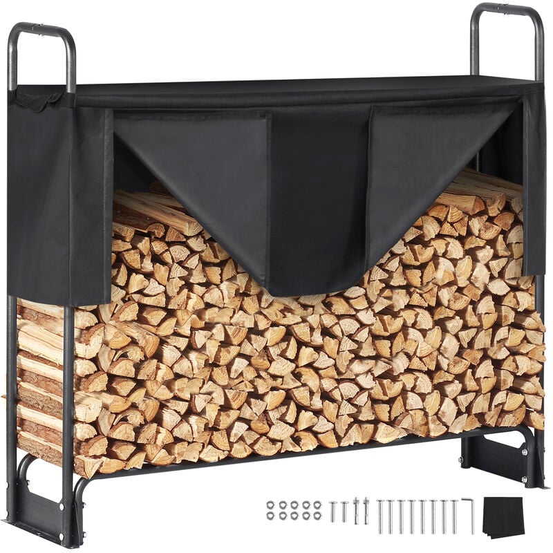Range Buches Exterieur 132x36x117 cm pour Cheminee Support de Buche Interieur - Vevor