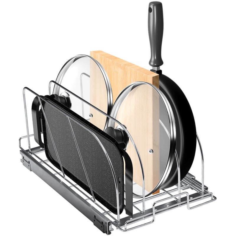 Vevor Rangement Couvercle Casserole Extensible Organiseur de Poele 26,4 x 53,3 x 22,4 cm Porte-Casseroles avec Separateurs Reglables Range Casserole