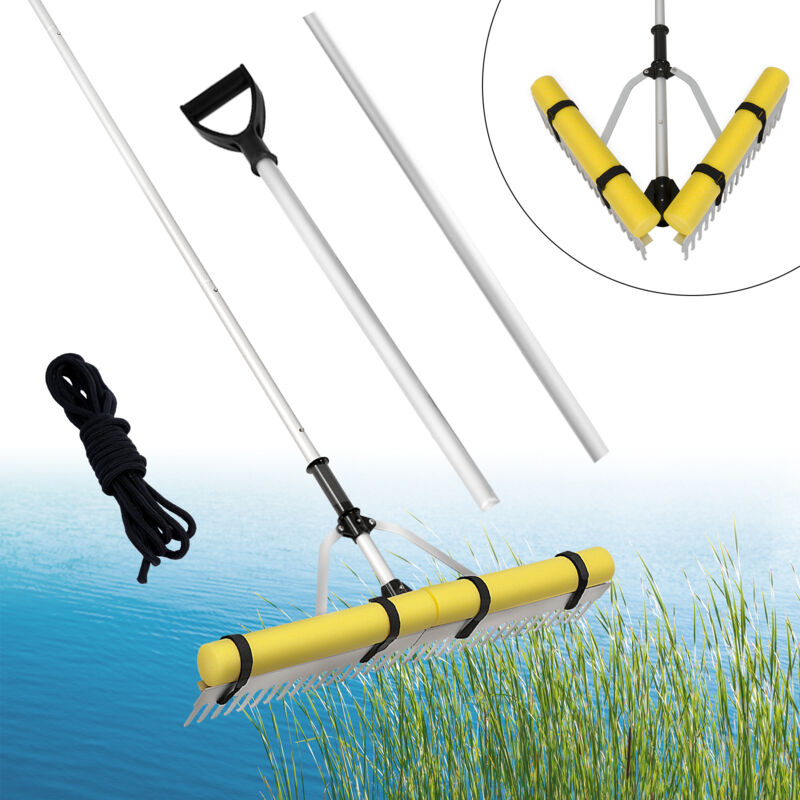 Mophorn - vevor Rateau paysager, tete de 36' en aluminium, rateau a mauvaises herbes avec poignee deextension reglable de 102,36', corde et flotteur,