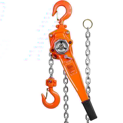 MOPHORN VEVOR Ratschenzug Stahl 1,5T Belastbarkeit Flaschenzug Hebezug 2,8m Hubhöhe Hebelzug Ф8x24mm Hubkettengröße Kettenzug 240N Zugkraft Strapazierfähige Doppelklinken-Bremse Ratschenkettenzug