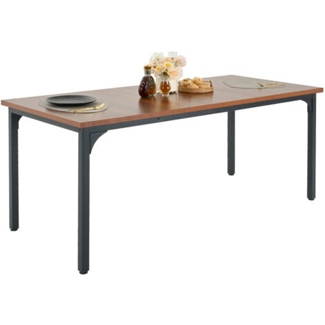 VEVOR Rectangle Dining Table, 71 inch Length Large Wood Tables for 6-8 Person, Farmhouse Dinner Furniture, Rustic Conference Desk with Iron Legs, for Home Kitchen Living Room, Brown(Only Table)