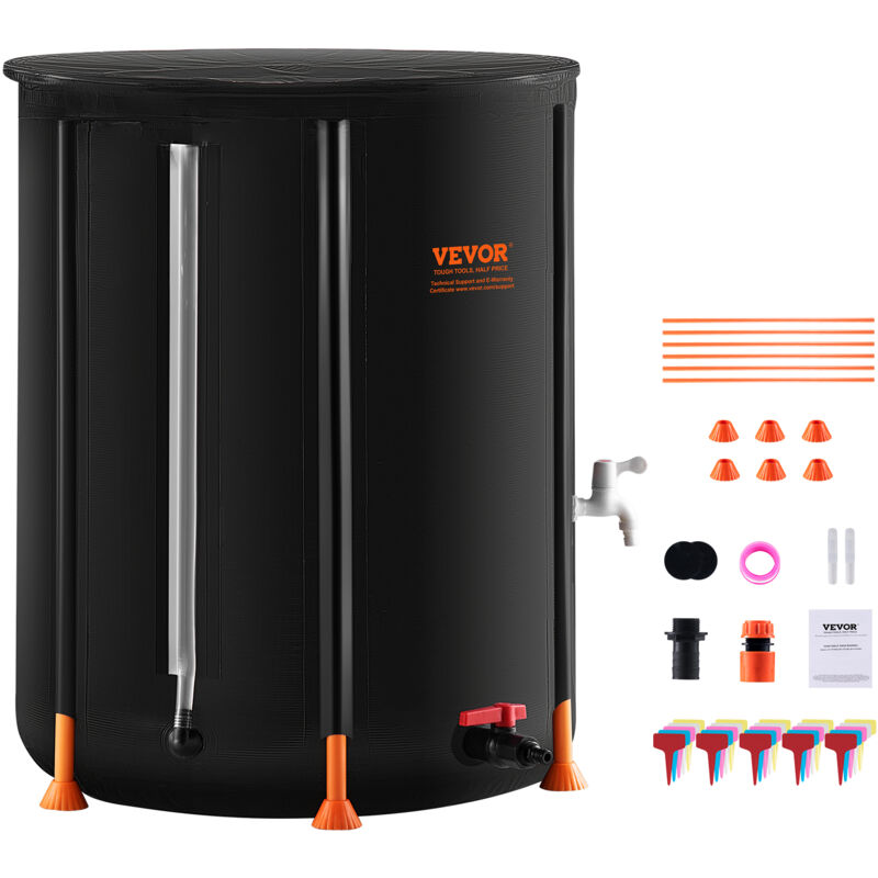 Vevor - Recuperateur deEau de Pluie Pliable, 201 l, Reservoir deEau de Pluie Portable Bac de Systeme de Collecteur Baril en pvc avec Robinets, Kit