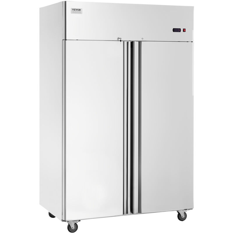 Refrigerateur Commercial 1100 l, Armoire Refrigeree Positive a Portee de Main 2 Portes, en Inox, Degivrage Automatique, Controle de Temperature -2 a