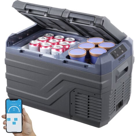 VEVOR Refrigerateur Portable a Compression 25 L, Mini Frigo de Voiture 12/24 V CC et 100-240 V CA, Glaciere a Double Zone, -20 °C a 20 °C Temperature Reglable, pour Camion Bateau Maison Camping