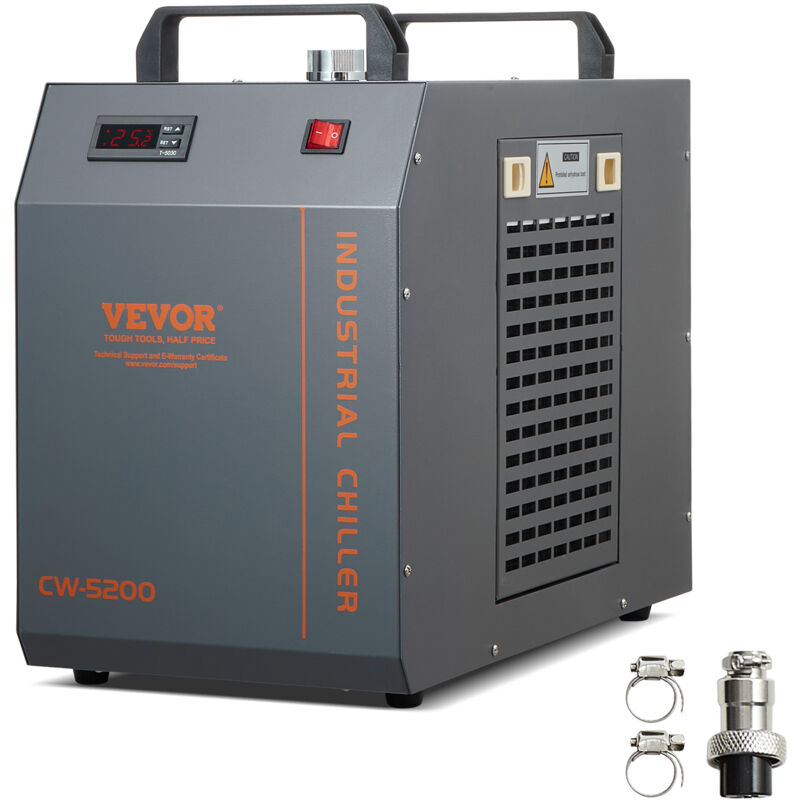 VEVOR Refroidisseur deeau industriel, CW-5200, systeme de refroidissement de refroidisseur deeau compresseur integre, capacite de reservoir deeau 7