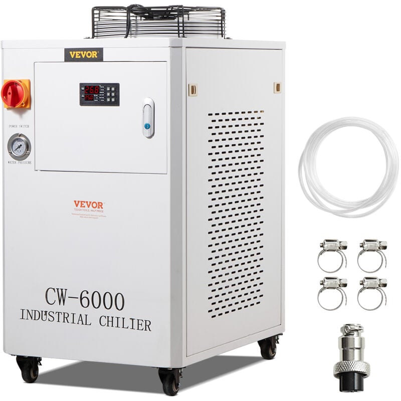 Vevor Refroidisseur deeau industriel, CW-6000 systeme de refroidissement de refroidisseur deeau 1500 w avec compresseur capacite reservoir deeau 15 l