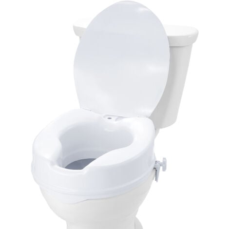 VEVOR Rehausseur de Toilette Universel 100 mm de Haut, Siege de Toilette Sureleve Charge 136 kg, en PP Resistant, Verrouillage par Tige a Vis, pour Personnes Âgees, Handicapes, Patients, Enceintes