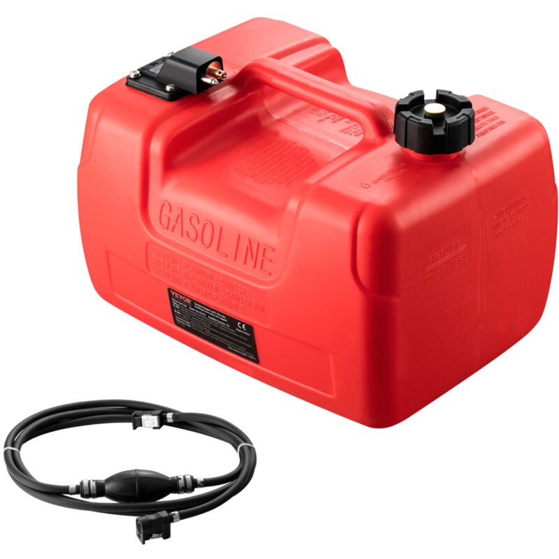 Vevor Reservoir de carburant marin, 12 l, bidon deessence portable pour bateaux a moteur hors-bord, en plastique avec tuyau, facile a transporter