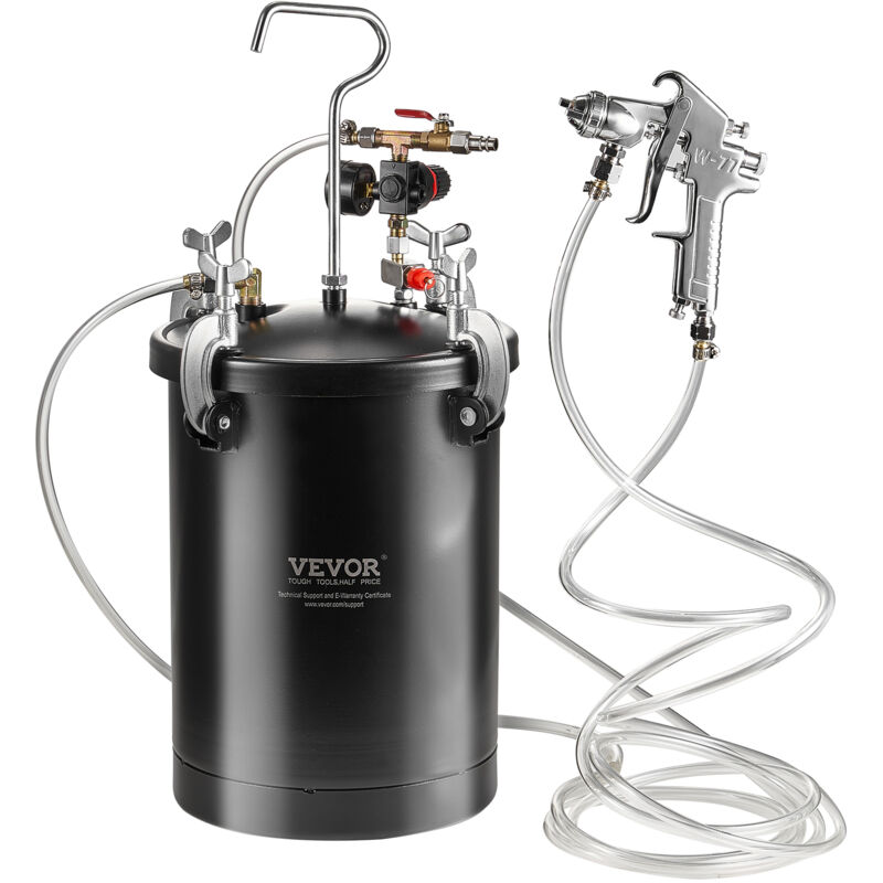 VEVOR Reservoir de Peinture sous Pression 15 L, Pot de Pression de Peinture Pression Reglable 60 psi, Systeme de Pulverisation de Peinture avec