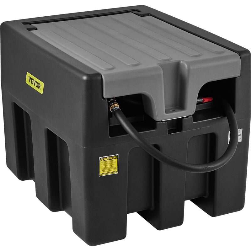 Vevor Reservoir Diesel Portable 220 l Cuve de Ravitaillement Noire avec Pompe de Transfert 12 v Jauge Carburant Tuyau 4 m Buse Ravitaillement