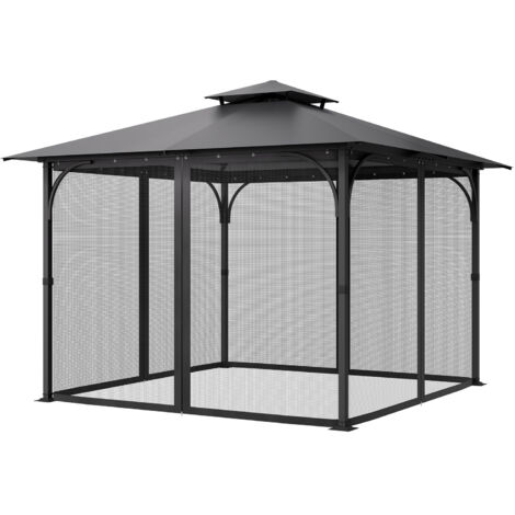 VEVOR Rete di Ricambio per Gazebo, Adatta per Gazebo da 304,8 x 304,8 x 198,1 cm Rete Anti-Moscerini per Patio, Tenda per Esterni a 4 Pannelli, con Doppia Cerniera, Schermo per Baldacchino, Solo Rete