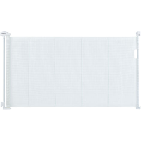 VEVOR Retractable Baby Gate, 34.2" Tall Mesh Baby Gate, Extends up to 60" Wide Retractable Gate for Kids or Pets, Retractable Dog Gates for Indoor Stairs, Doorways, Hallways, Playrooms, White