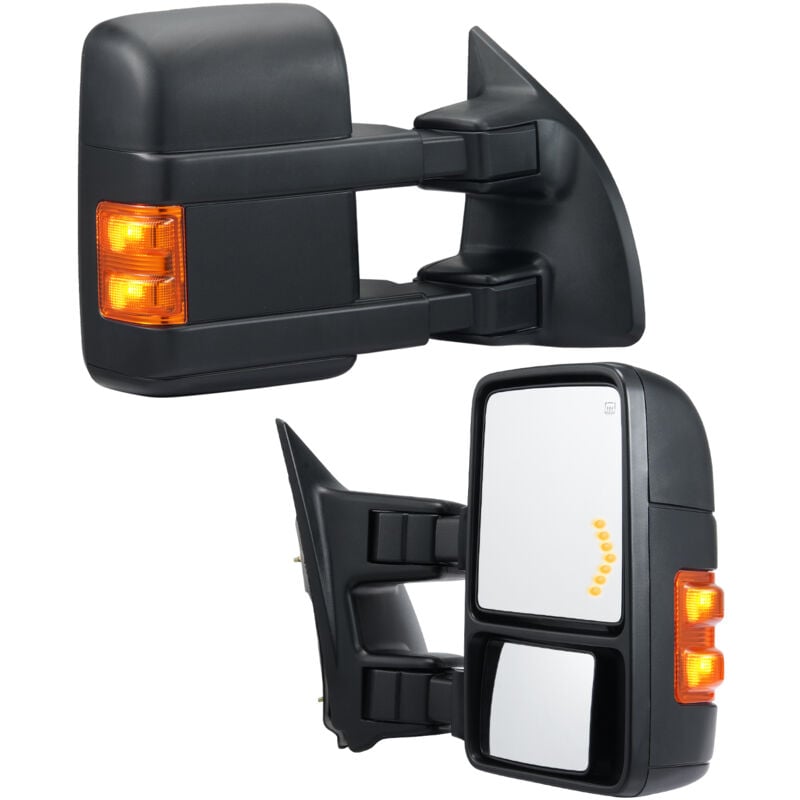 Retroviseurs de remorquage pliable, paire gauche et droit, miroir de remorquage chauffant electrique pour Ford F250/F350/F450/F550 Super Duty 08-16,