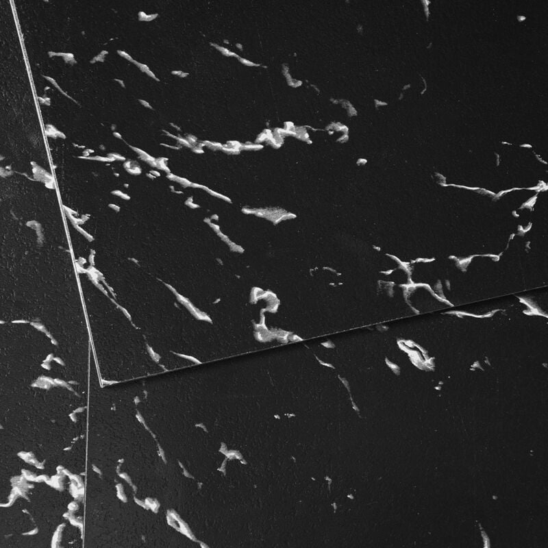 VEVOR Revetement de sol en vinyle auto-adhesif 305 mm x 305 mm, dalle de sol 50 pieces, epais de 1,5 mm, a decoller et a coller, texture marbre noir,