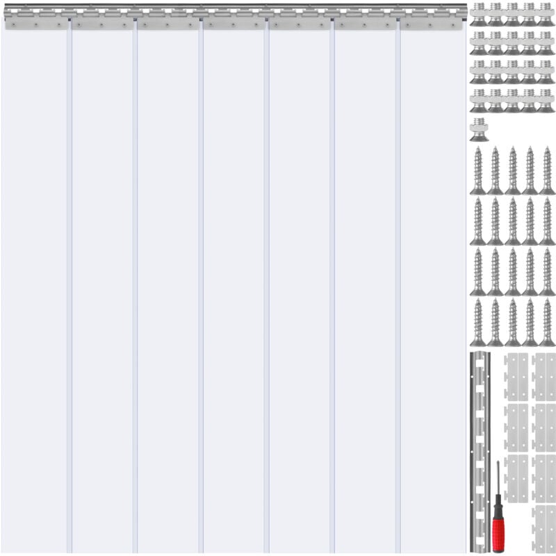 Vevor - Rideau a Laniere en pvc 107x213,4 cm Rideau a Lamelles Transparent Porte Lot de 7 Bandes en Plastique Epaisseur 2 mm pour Portes de Garage