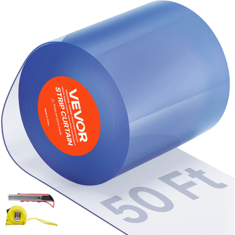 VEVOR Rideau a Laniere PVC, 1524x20 cm, Rideau Lamelles Transparent, Rouleau Bande de Porte en Plastique Lisse Epaisseur 2 mm, pour Portes de