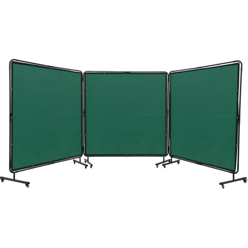 Mophorn - vevor Rideau de Soudage avec Cadre 3 Panneaux Ecran Rideau de Protection pour Soudure 1,8x1,8 m en Vinyle Ignifuge sur 12 Roues Pivotantes