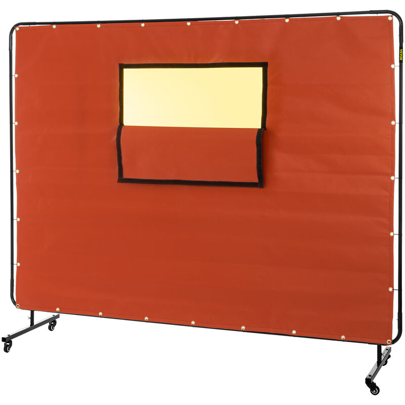 Vevor - Rideau de soudure, 1,8 x 2,4 m, ecran de soudage avec cadre en metal et 4 roues, fibre de verre ignifuge avec fenetre transparente, pour