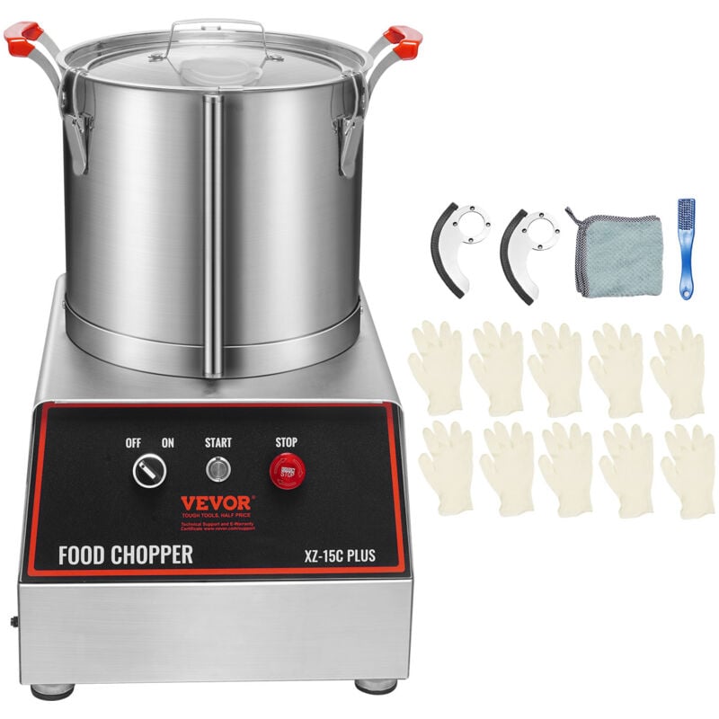 Image of Vevor - Robot da Cucina 1400 w Tritatutto Capacita ca. 15 l Mixer Multifunzione Cucina in Acciaio Inossidabile Tritatutto Elettrico per Verdura