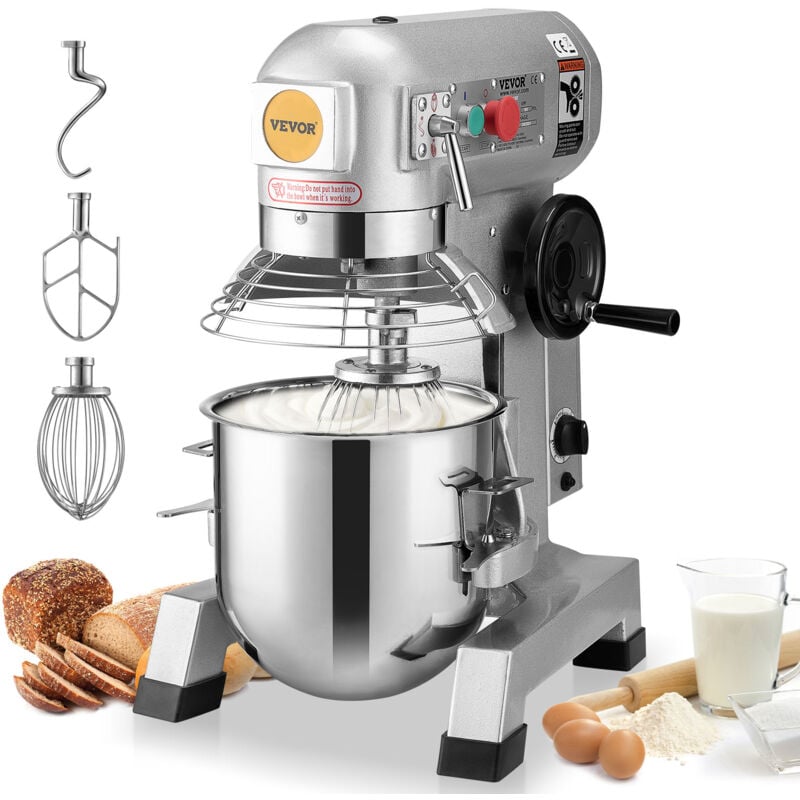 Robot Patissier Commercial 18,7 l, Batteur sur Socle avec 3 Vitesses Reglables, Mixeur a Pate 1100 w avec Bol en Inox et 3 Accessoires de Melange,
