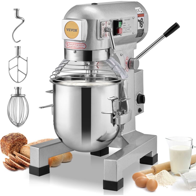 Robot Patissier Commercial 28,5 l, Batteur sur Socle avec 3 Vitesses Reglables, Mixeur a Pate 1100 w avec Bol en Inox et 3 Accessoires de Melange,